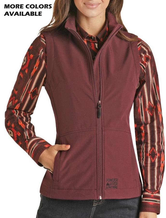 Women's Performance Solid Softshell Vest front view
