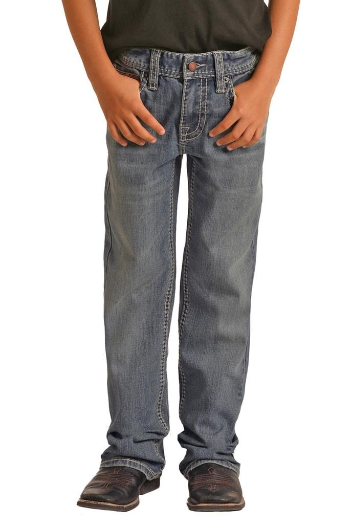 Boy's Relaxed Tapered Stretch Bootcut Jeans Front