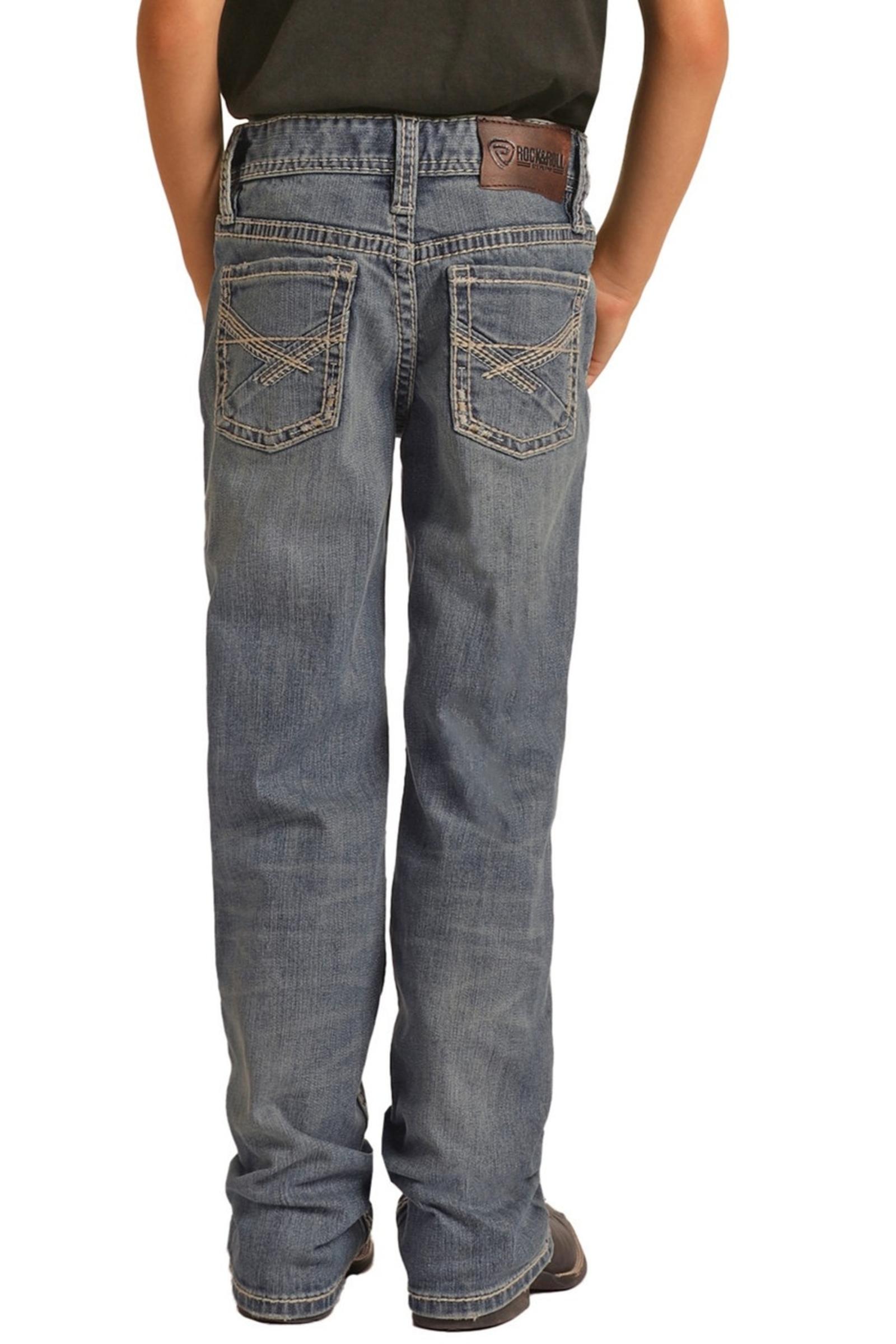 Boy's Relaxed Tapered Stretch Bootcut Jeans Back