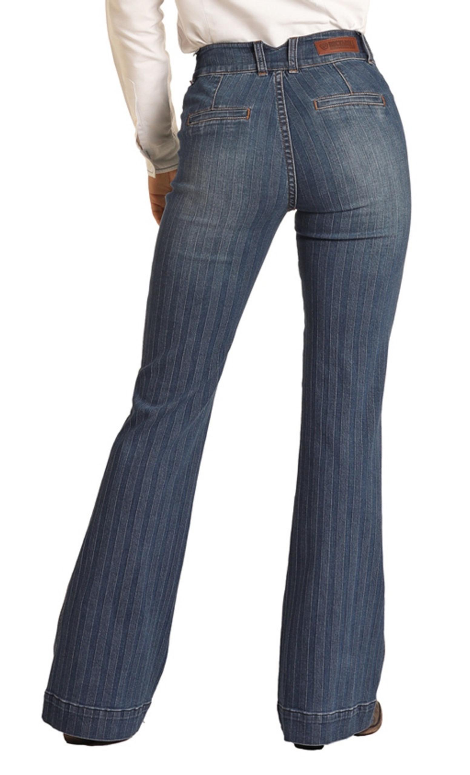 Women's High Rise Extra Stretch Jacquard Stripe Trouser Jeans  Back