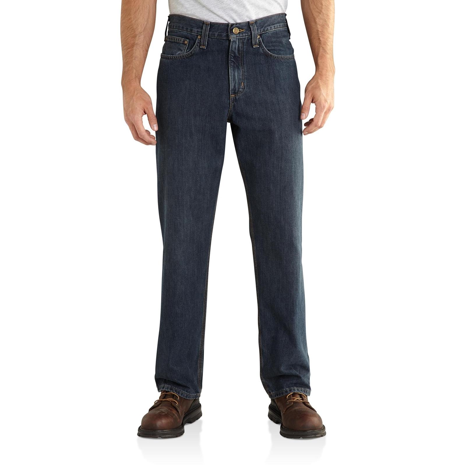Carhartt Men's Relaxed Fit 5 Pocket Jeans in bedrock wash product on body front image