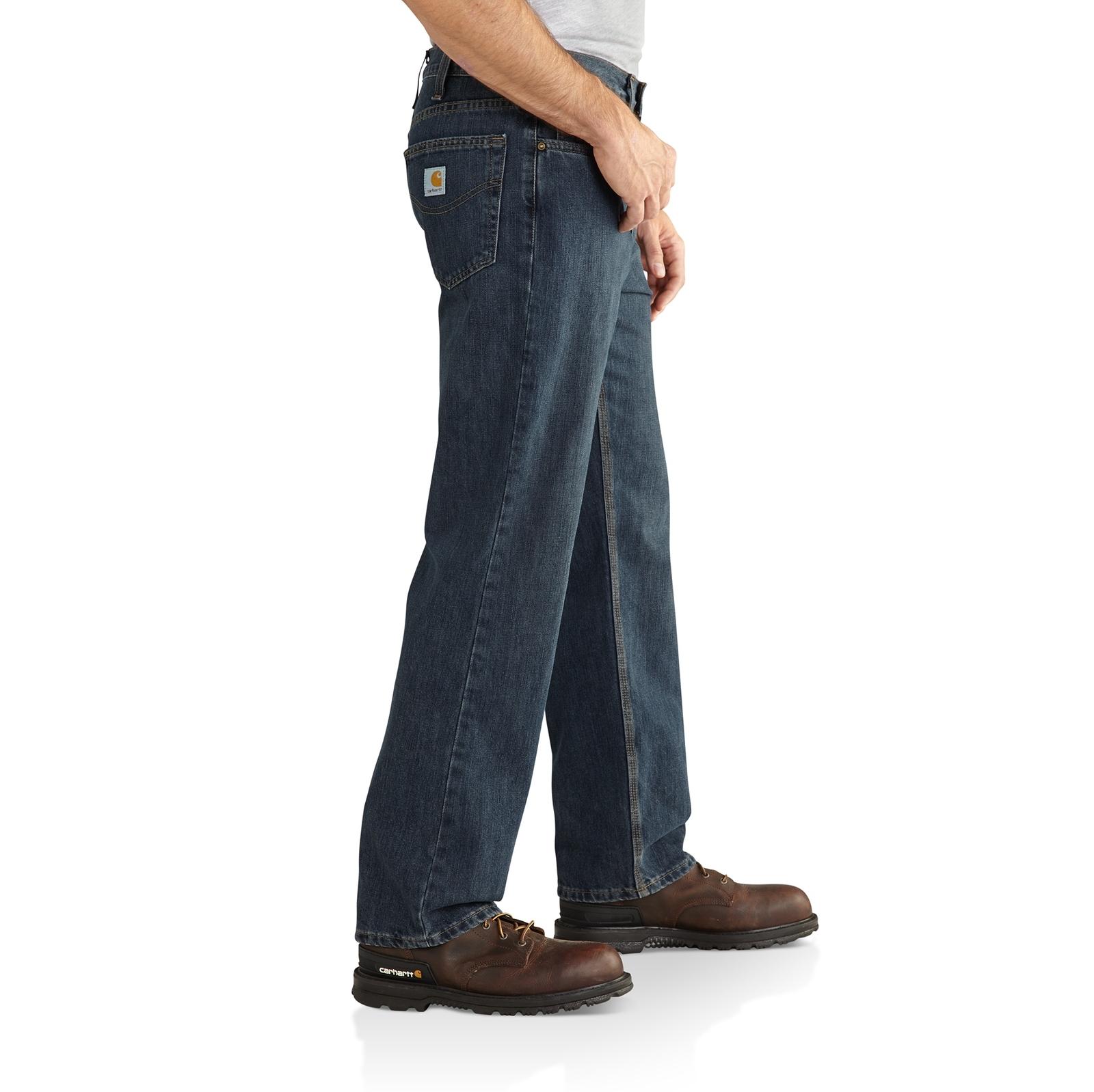 Carhartt Men's Relaxed Fit 5 Pocket Jeans in bedrock wash product on body side image