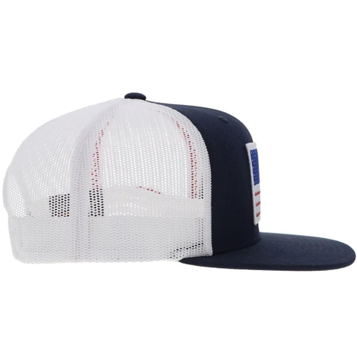 HOOEY  "LIBERTY ROPER" HAT NAVY/WHITE W/ FLAG PATCH