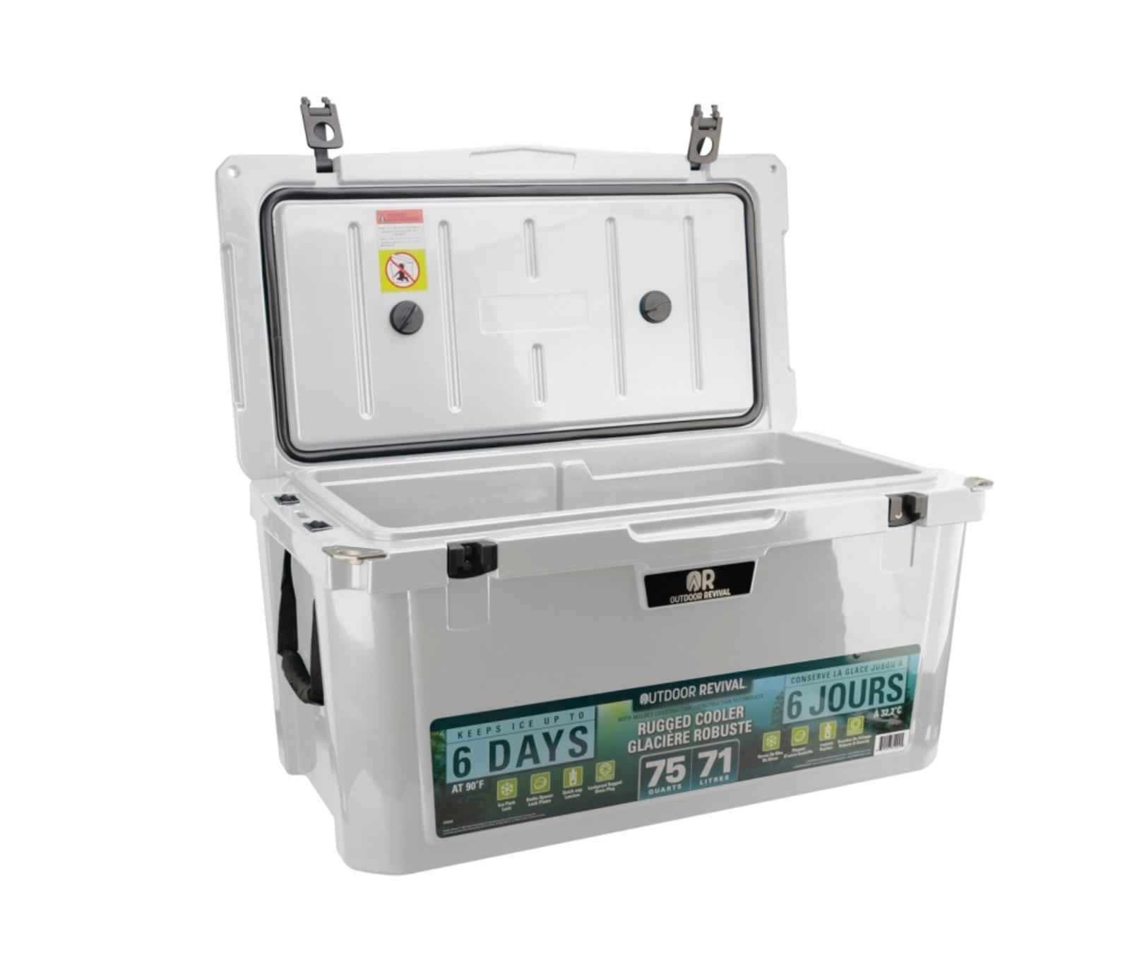 OR 75 QT COOLER WHITE open lid front view