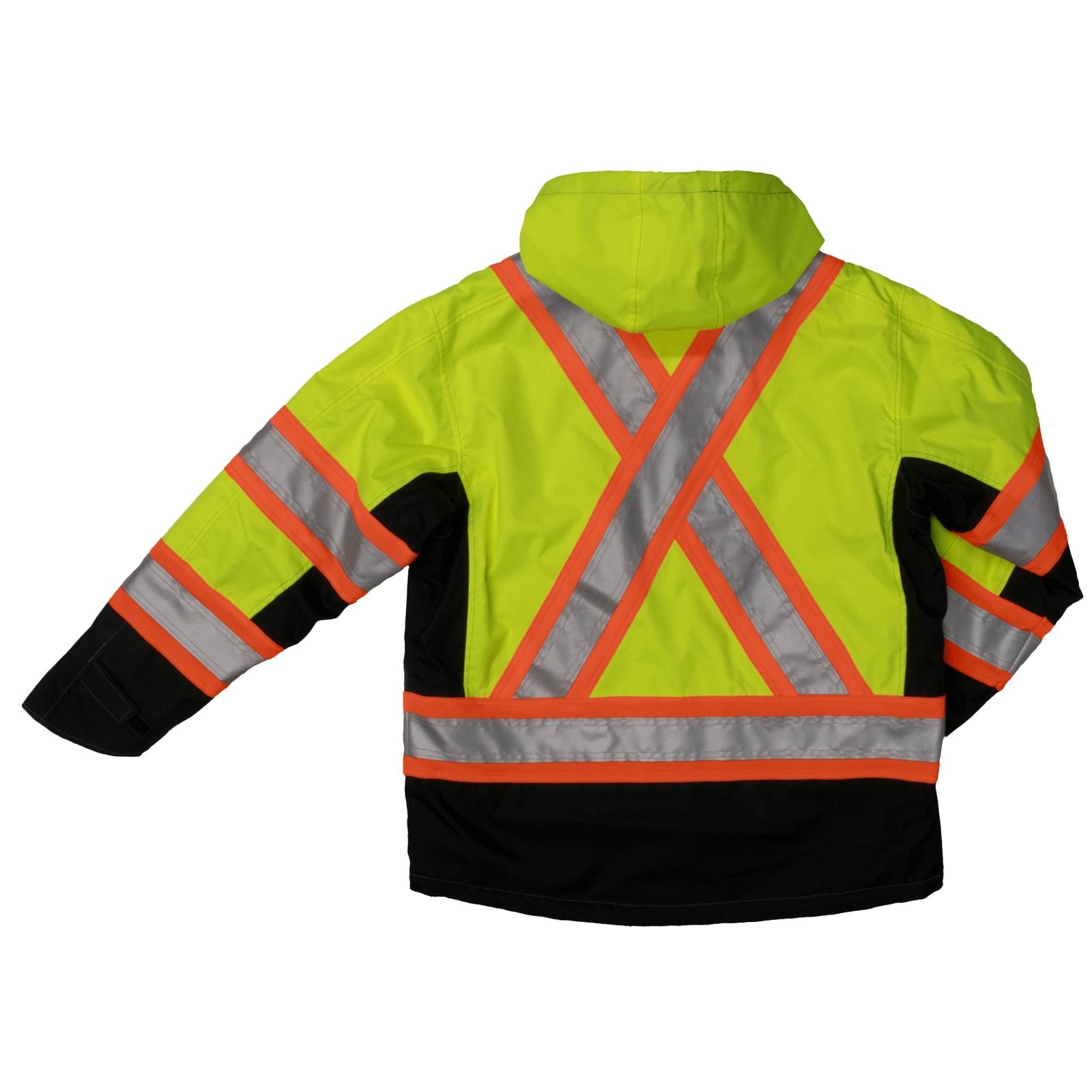 Tough Duck Fleece Lined Safety Jacket Back View Green