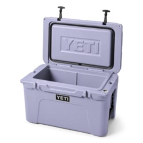 Yeti Tundra 45 Hard Cooler Cosmic Lilac open Front VIEW