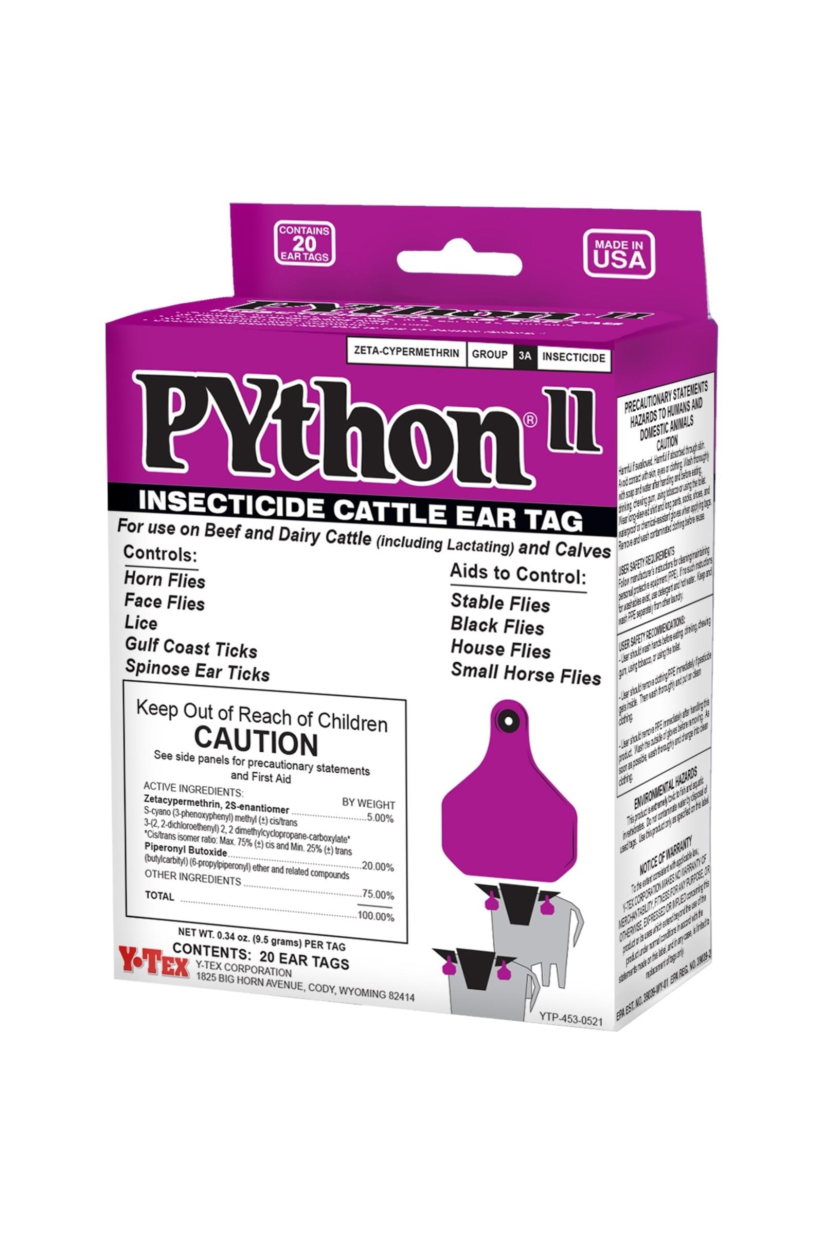 Y-Tex Python Insecticide Ear Tags - Pack of 20