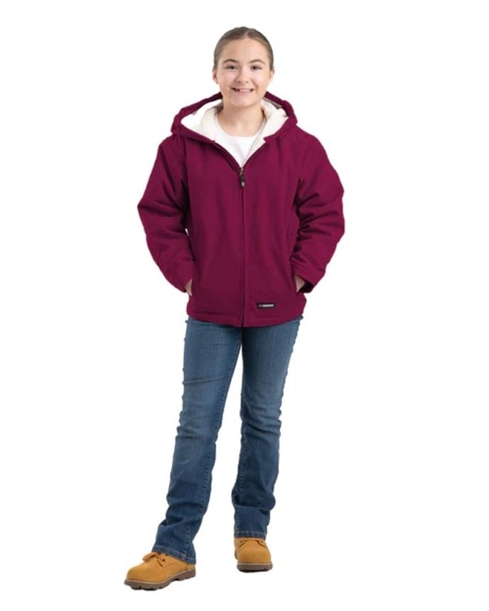 Youth Sherpa-Lined Softstone Duck Hooded Jacket
