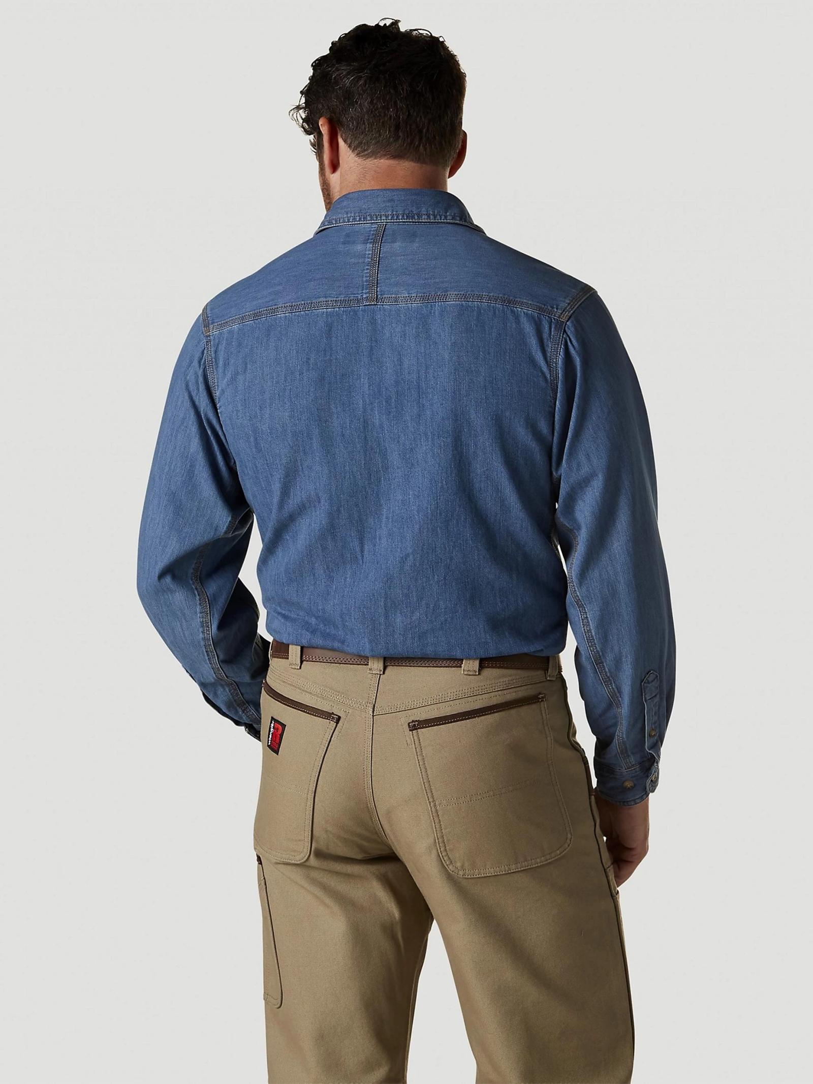 Wrangler® Riggs Workwear® Long Sleeve Button Down Solid Denim Work Shirt
