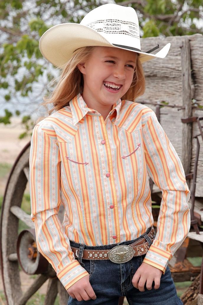 Girl's Stripe Button-Down Western - Multi