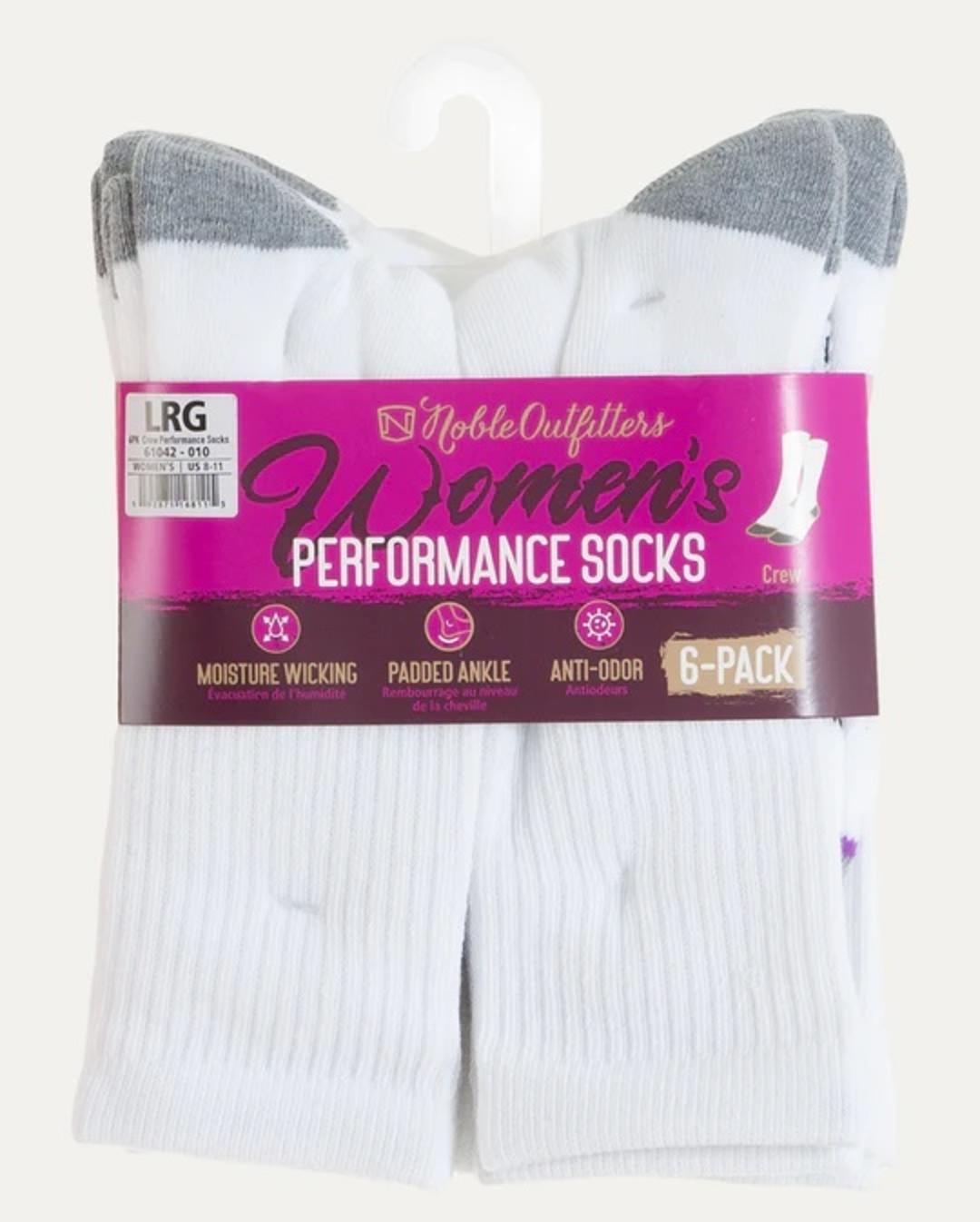 Noble Outfitters Women's Performance Crew Sock 6-Pack