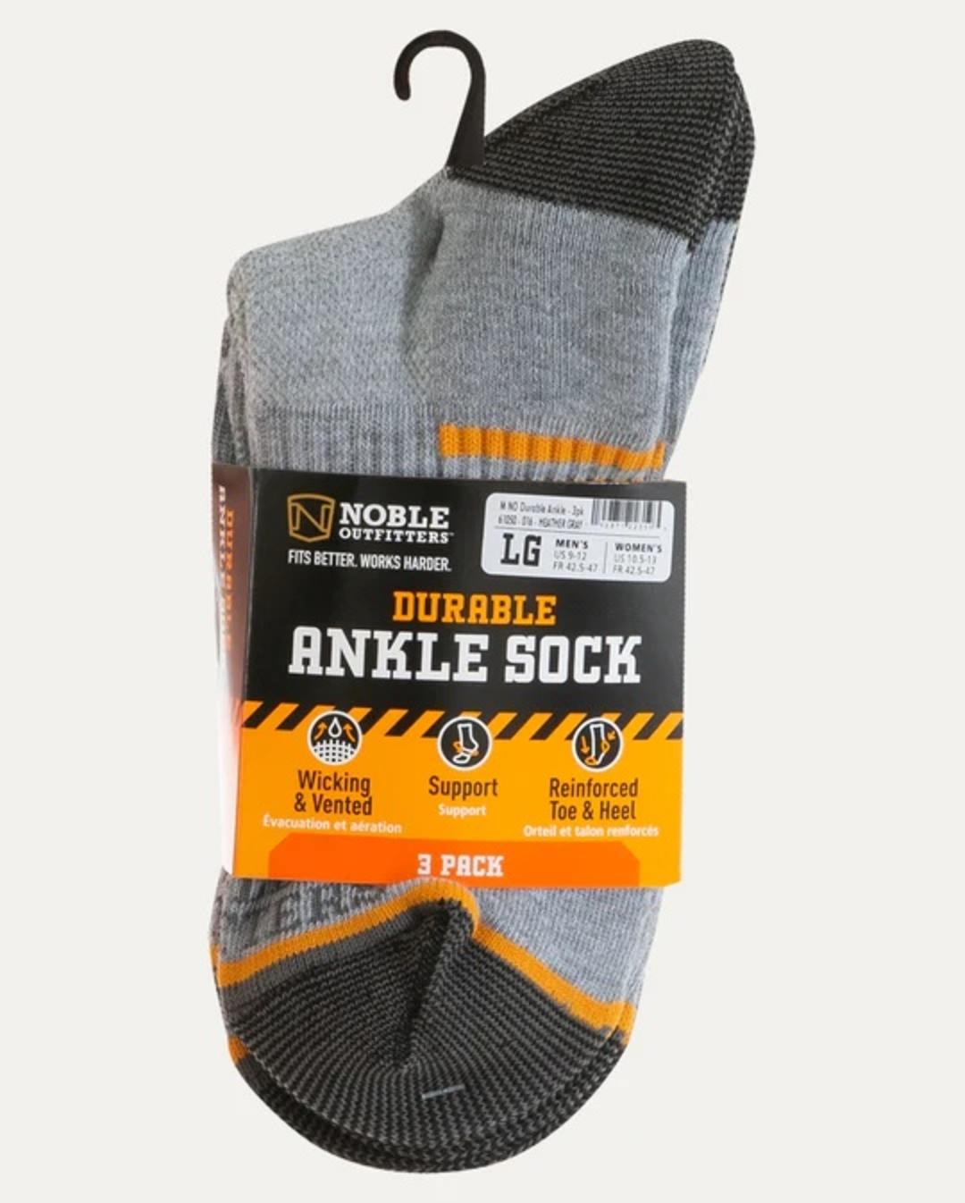 Noble Outfitters Men’s Durable Sock Ankle – 3-pack