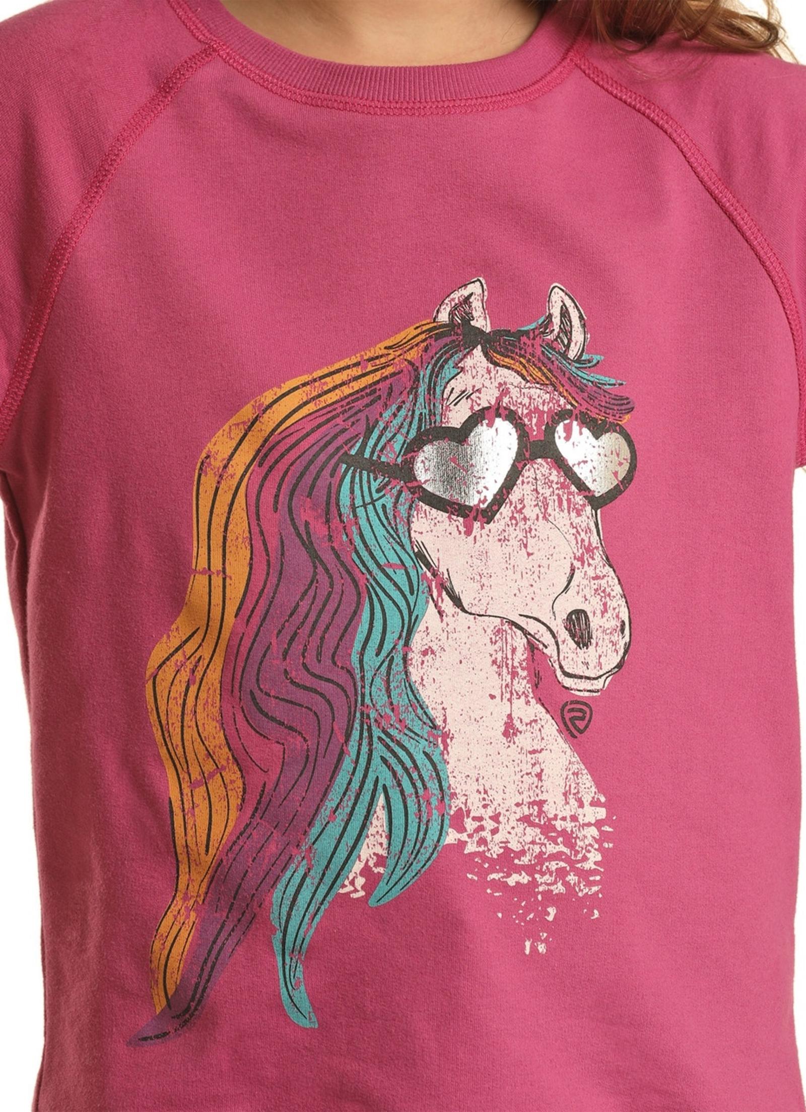 Rock and Roll Denim Horse Graphic Pullover