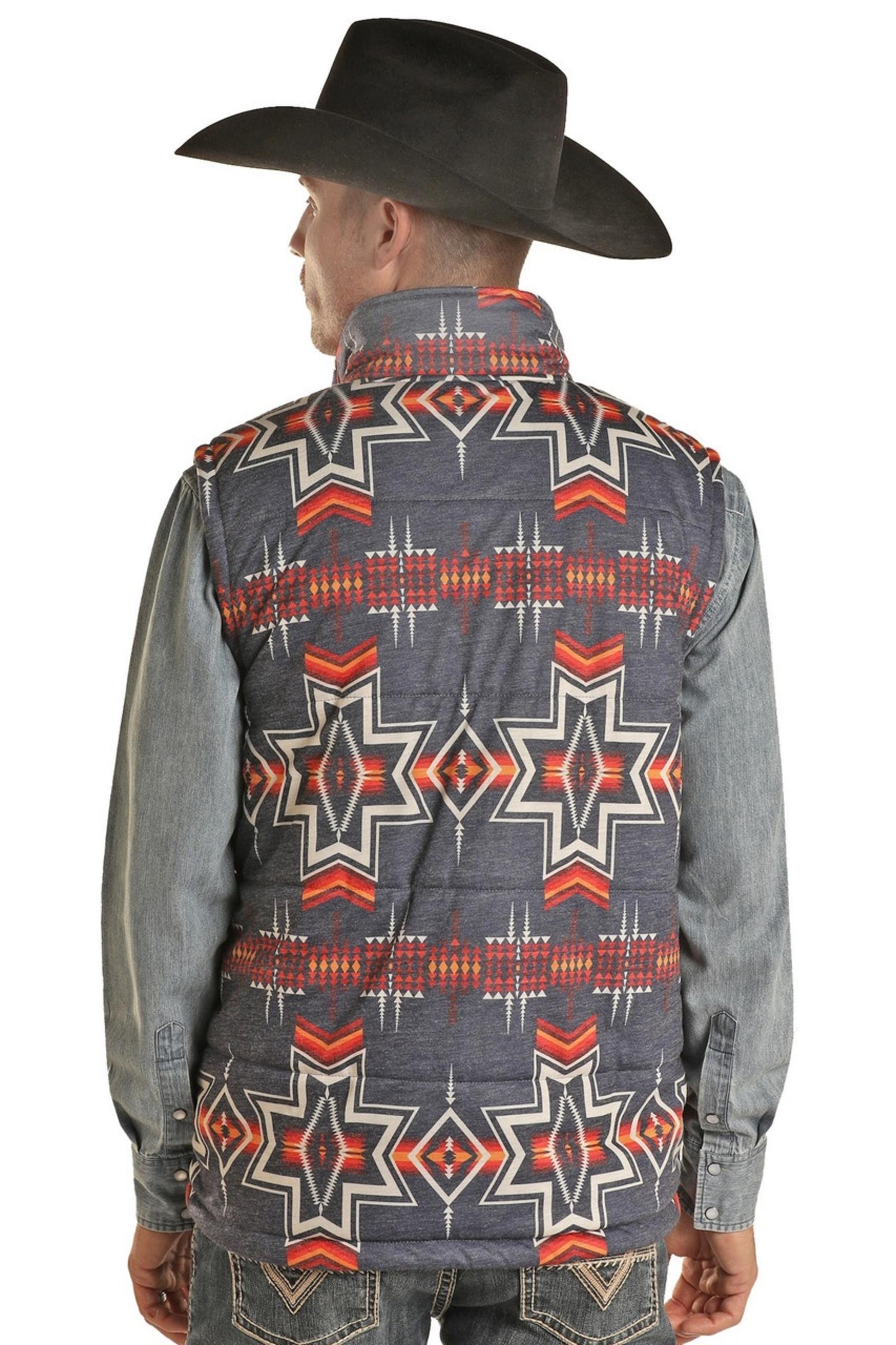 Rock and Roll Denim Men's Aztec Puffer Vest