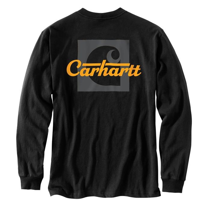 Carhartt Men's Loose Fit Heavyweight Long-Sleeve Pocket Script Graphic T-Shirt