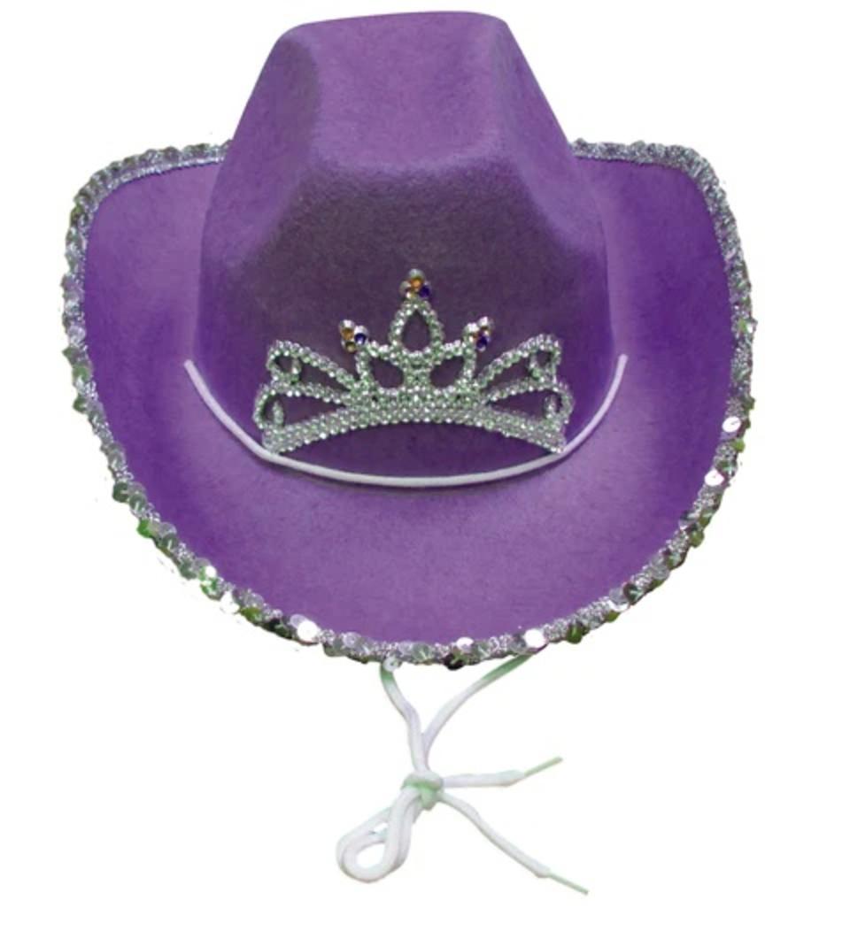 Cowgirl Hat Purple With Bling Front with ties