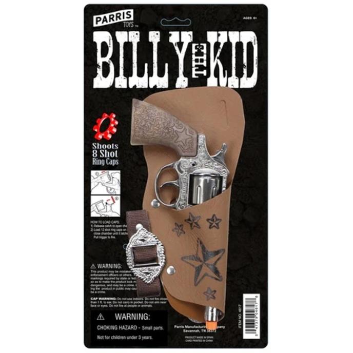 Billy the Kid packaging gun in holster