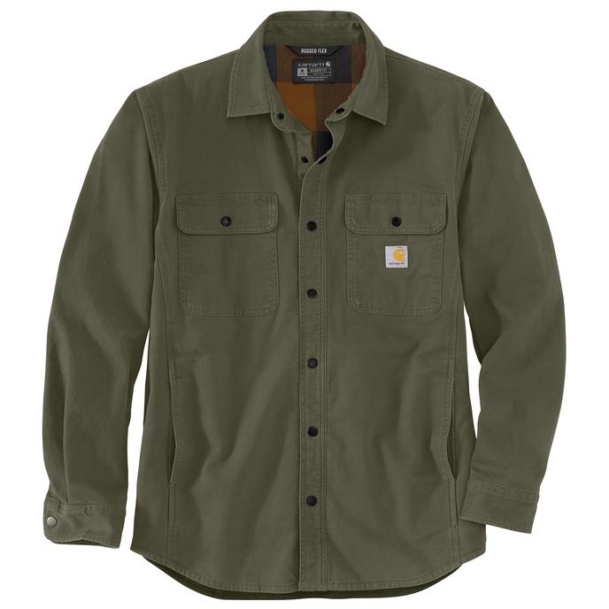 Carhartt Rugged Flex® Relaxed Fit Canvas Fleece-Lined Shirt Jac in Basil