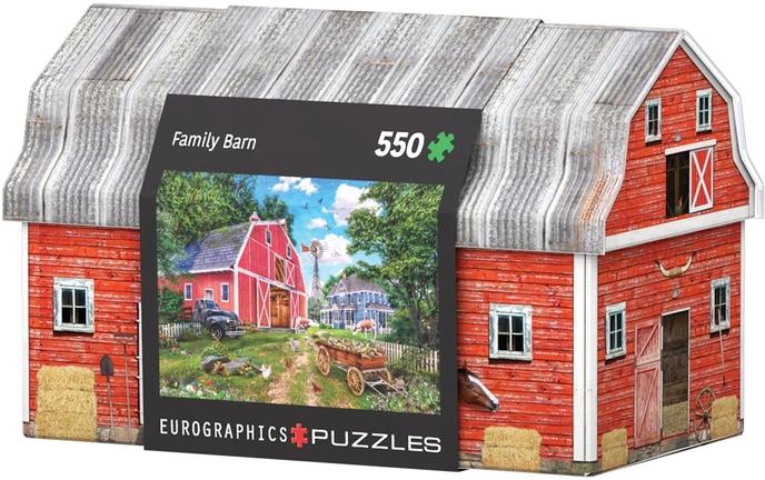 Family Barn Shaped Tin w/550 pc Puzzle