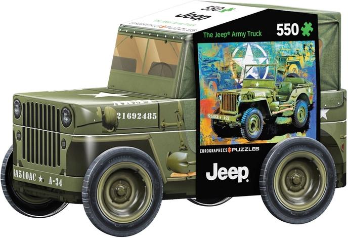 Military Jeep Shaped Tin w/550 pc Puzzle
