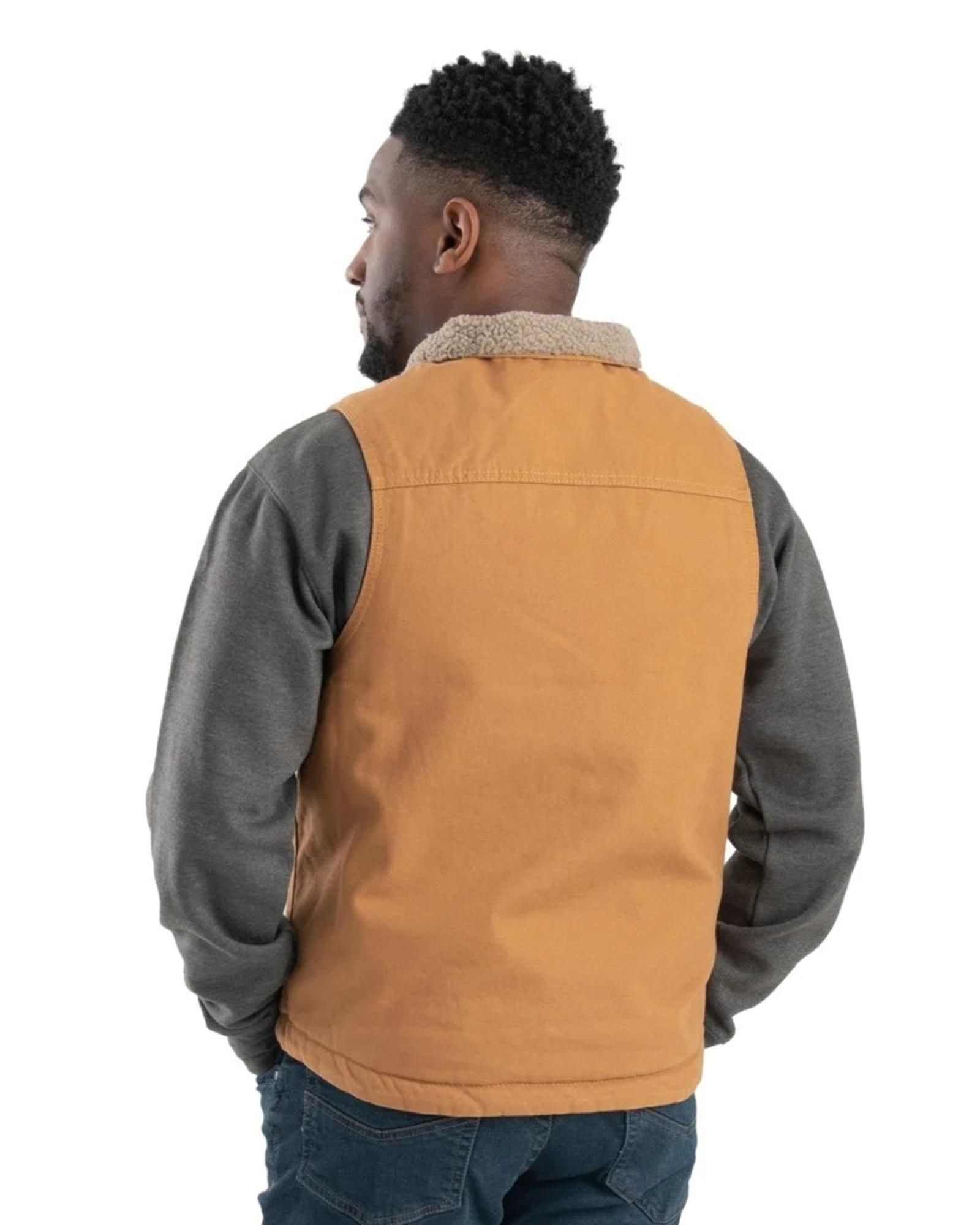 Heartland Sherpa-Lined Washed Duck Vest BROWN BACK VIEW