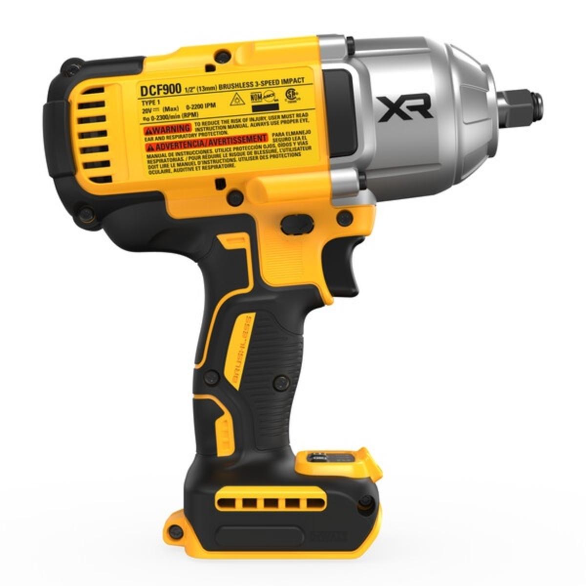 Back side view of DEWALT 20V MAX XR(®) 1/2 in. High Torque Impact Wrench Tool Only 