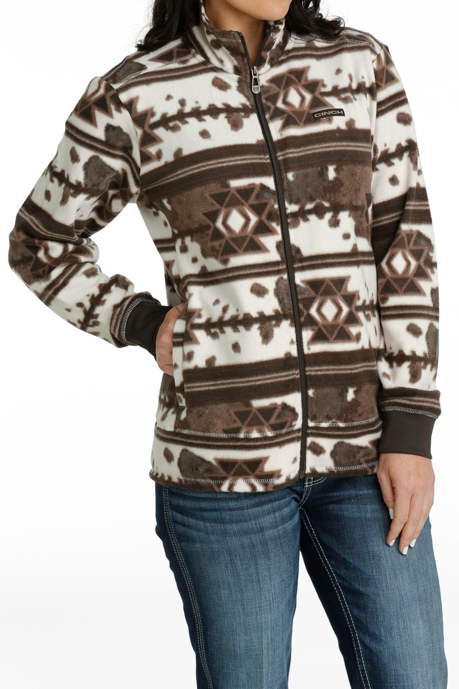 Women's Southwest Print Polar Fleece Zip Jacket - Cream