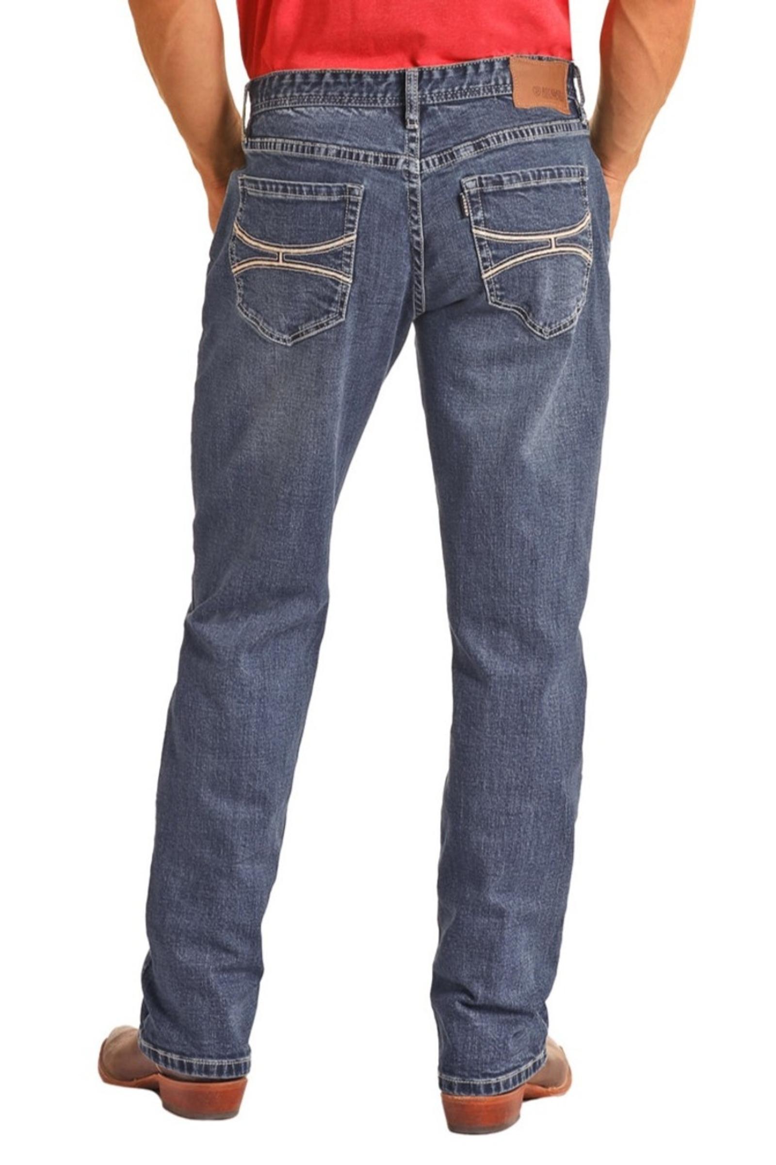 Rock and Roll Denim Men's Hooey Relaxed Tapered Stretch Stackable Bootcut Jeans back
