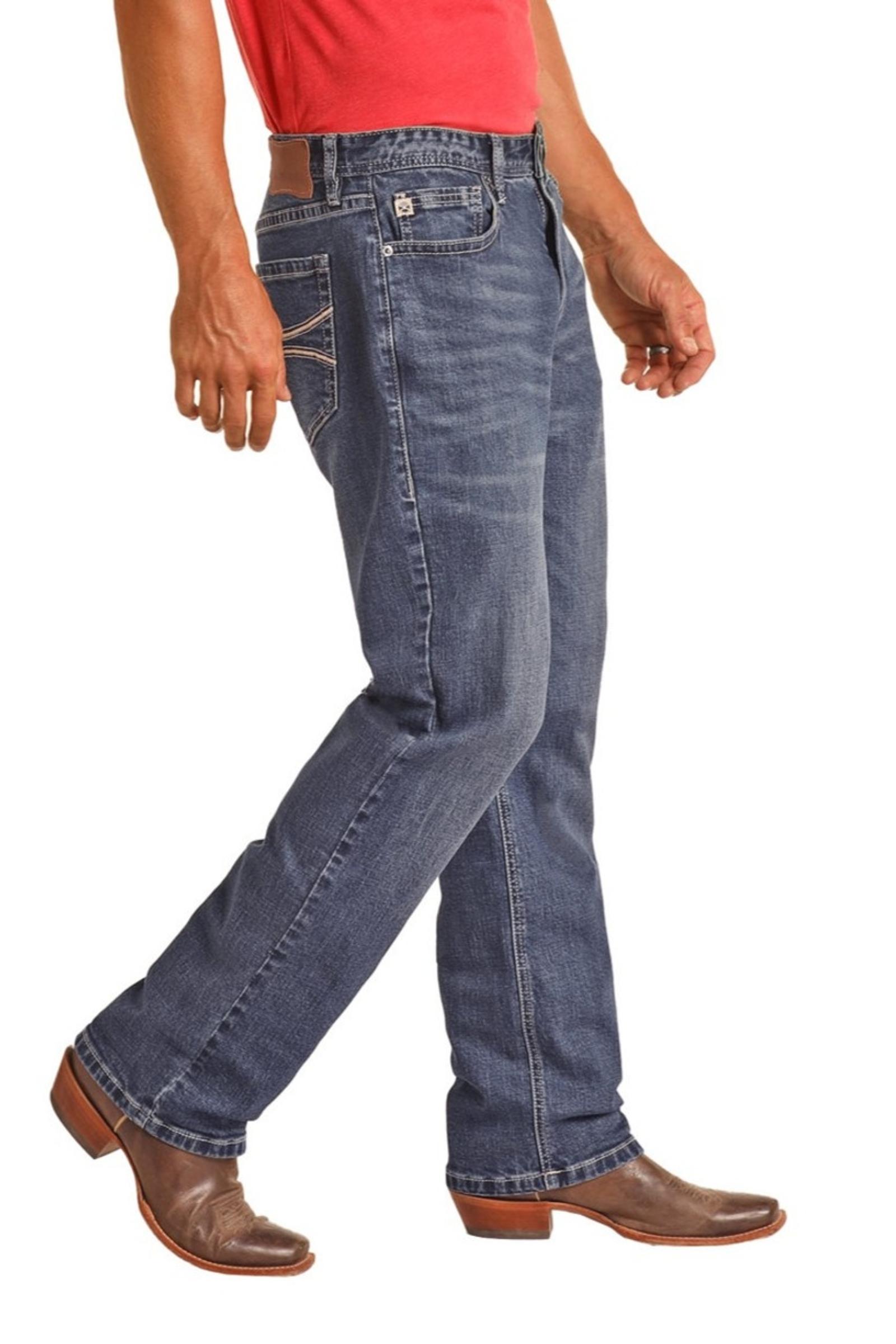 Rock and Roll Denim Men's Hooey Relaxed Tapered Stretch Stackable Bootcut Jeans side