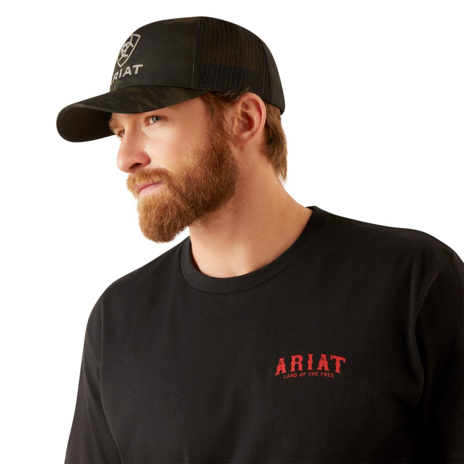 Ariat Men's Western Vertical Flag Graphic Black T-Shirt front