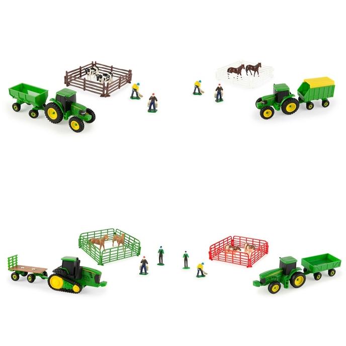 John Deere 10 Piece Farm Toy Set with Toy Tractor, Toy Animals, Farm Figures and Fencing