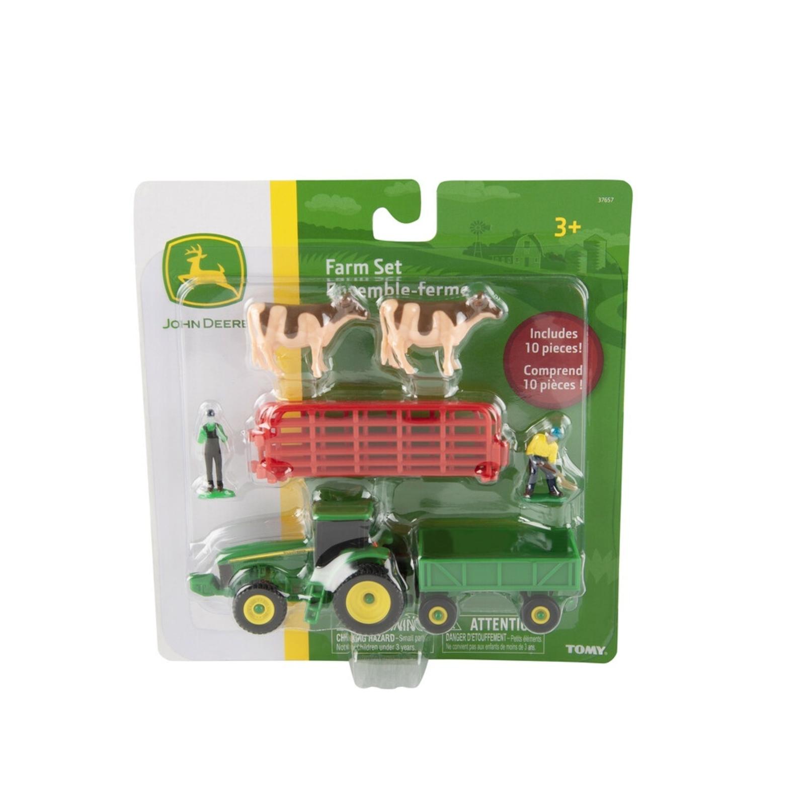 John Deere 10 Piece Farm Toy Set with Toy Tractor, Toy Animals, Farm Figures and Fencing