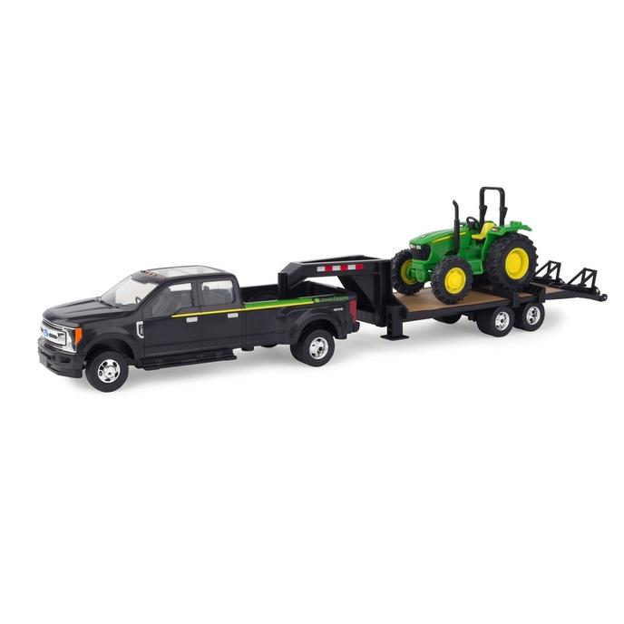 John Deere 1:32 Scale 5075E Tractor w/ Ford  F-350 Pickup and 5th Wheel Trailer