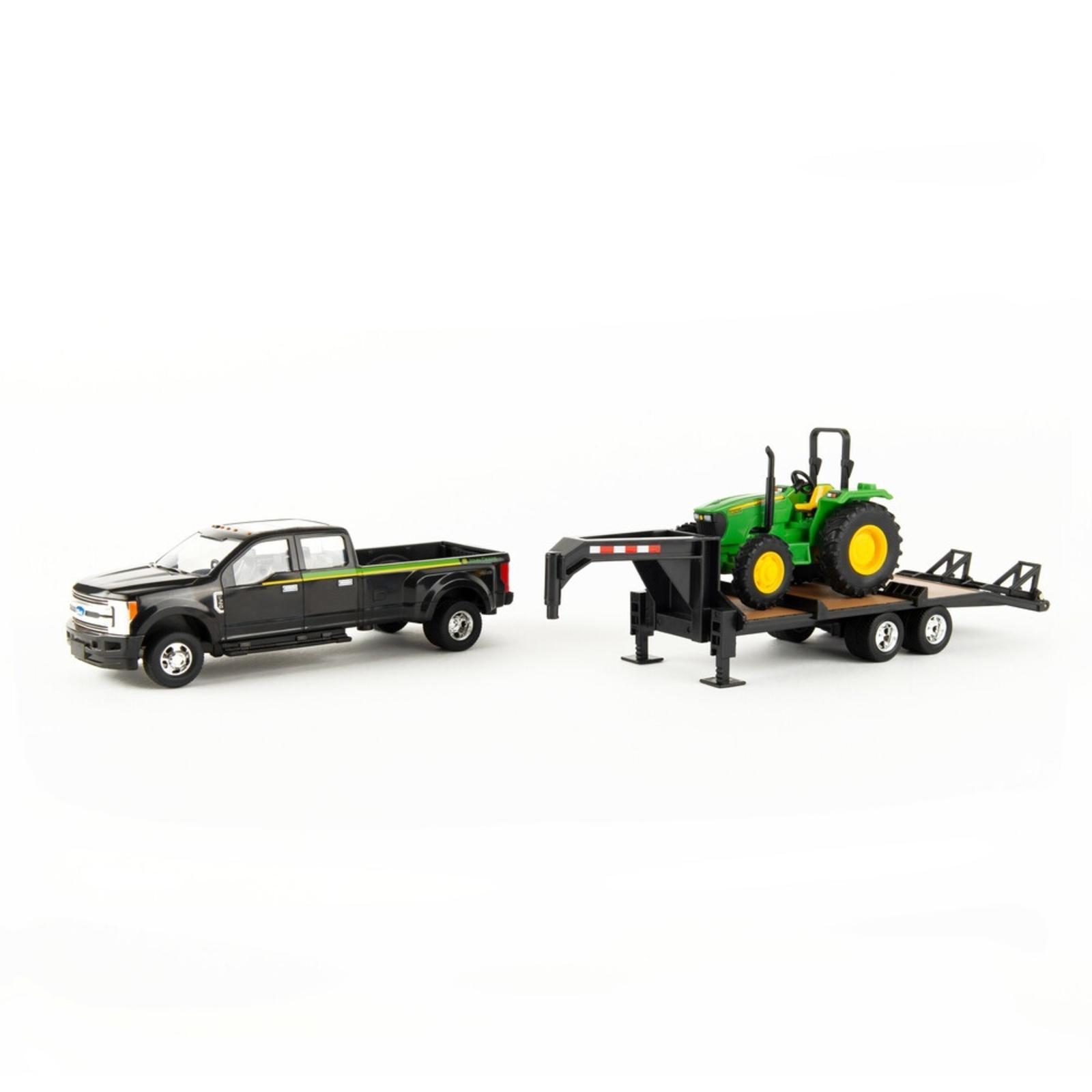 John Deere 1:32 Scale 5075E Tractor w/ Ford  F-350 Pickup and 5th Wheel Trailer detached