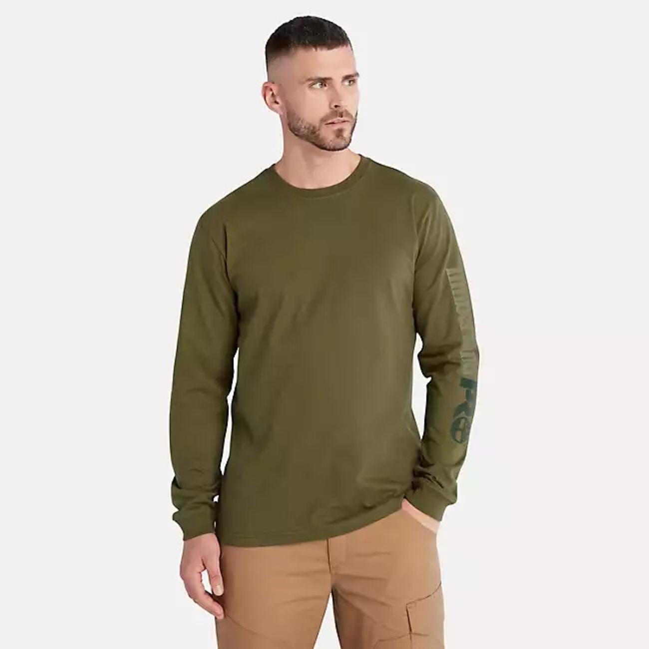 Men's Timberland PRO® Core Logo Long-Sleeve T-Shirt oLIVE COLOR
