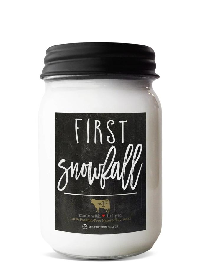 Soft lavender dances amid frosted greens and cool cypress while swirling within icy sea salt, amber, and freshly fallen snow. 13 oz Mason Jar | Farmhouse Collection This traditional looking 13 oz mason jar is the perfect size to fill your home with wonderful fragrances. The farmhouse line is inspired by the rural life we love. A chalkboard-style label is paired with fragrances that evoke memories of a simpler time. Enjoy up to 70 hours of burn time. The perfect side candle to burn in a mid-sized room, such as an office, living room or kitchen.