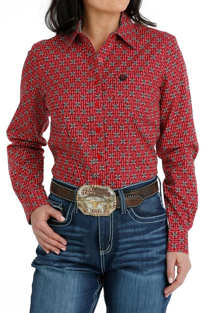 Front Cinch Jeans Women's Button-Down Western Shirt - Red